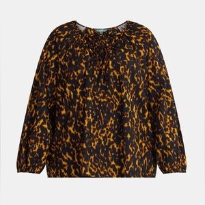 Terra & Sky Women's Plus Size Tie Front Blouse with Long Sleeves, Sizes 0X-1X